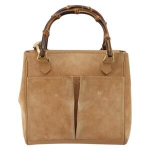 Gucci Bamboo Suede Handbag 000 Beige